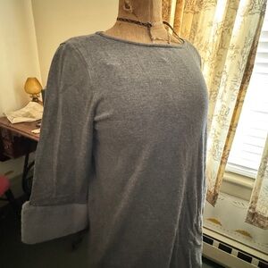 Rim Gravel J. Jolie Gray Tunic Top w/ Faux Fur Cuff Sleeves M
